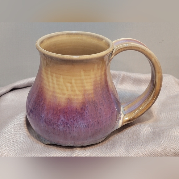 Vintage Pottery Other - Vintage Handmade Ceramic Purple/Cream Drippy Pottery Mug Signed